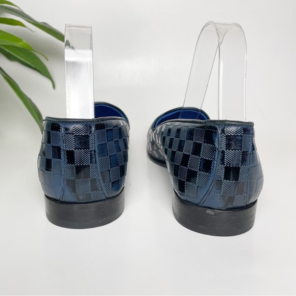 Fertini 80200 Low Vamp Checkered Leather Loafer - Navy - Picture 7 of 12